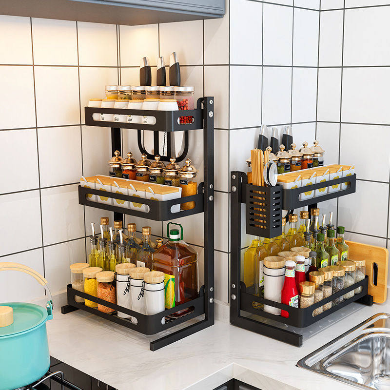 Kitchen seasoning countertop shelf Multi-functional shelve stainless steel anti-rust knife holder chopstick cage cutting board combined suit-Taobao
