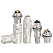 Aviation plug X-type M12 metal assembled plug 8-core male female straight elbow socket connector