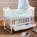 Кроватка из натурального дерева для приставной кровати, универсальная детская колыбель, белая игровая кровать для новорожденных