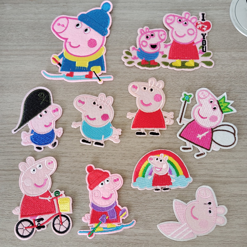 Repairing Holes in Fabric, Peppa Pig, Little George, Patch Applique, Large and Small, Iron-On Clothing Patch, Cute