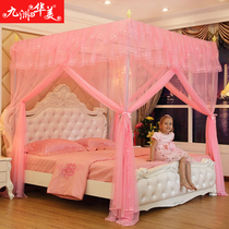 Palace Princess three-door mosquito net square top stainless steel bracket floor-standing encryption 1 5 1 8m bed double household