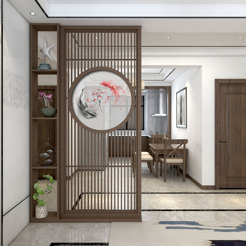 Modern Chinese solid wood screen cabinet partition wall parcel wall seat frame partition plate minimal seat screen household