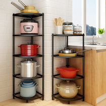 Multifunctional corner kitchen shelf floor-standing triangular multi-layer household storage rack corner pot rack pot shelf