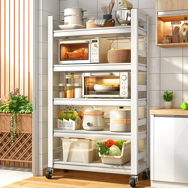 Removable kitchen shelving floor multilayer microwave oven Oven Intake Shelf Home Balcony White Locker-Taobao