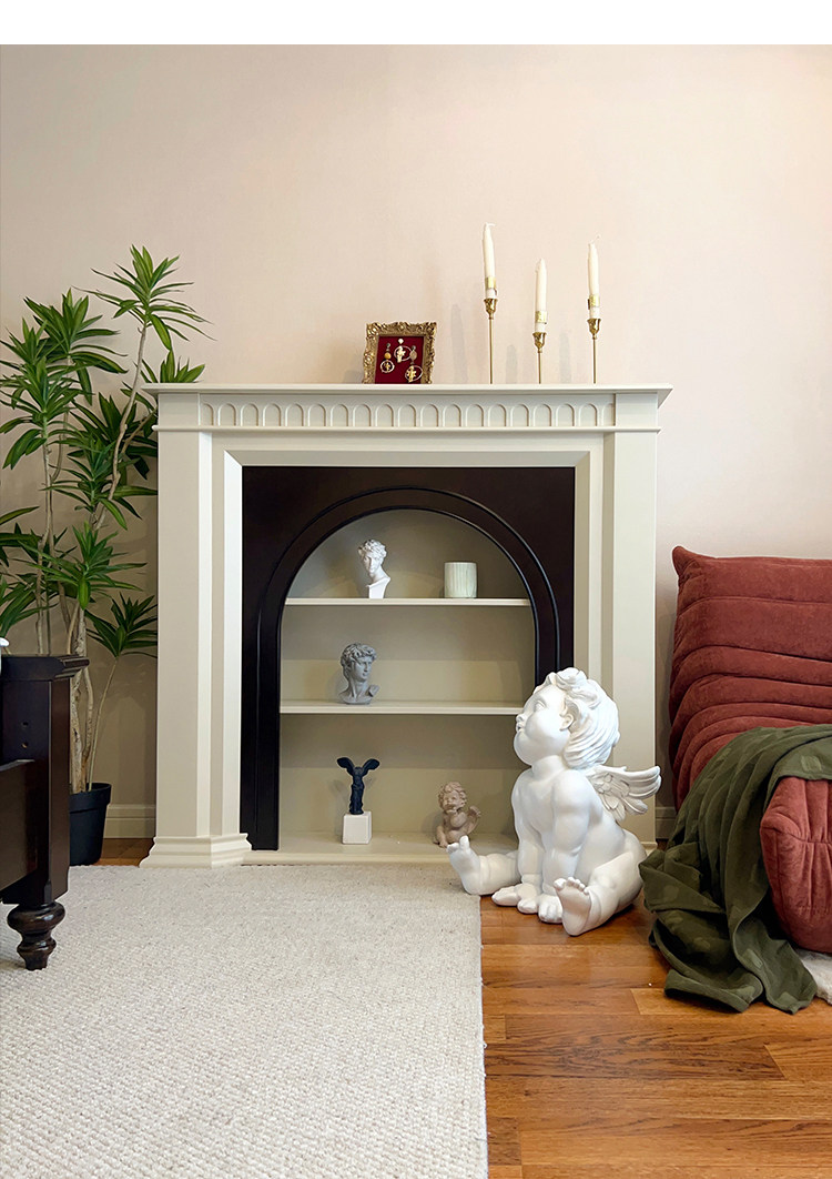 шкаф для ванной 巢趣法式奶油风实木壁炉装饰柜复古客厅壁炉边柜入户壁炉玄关柜
