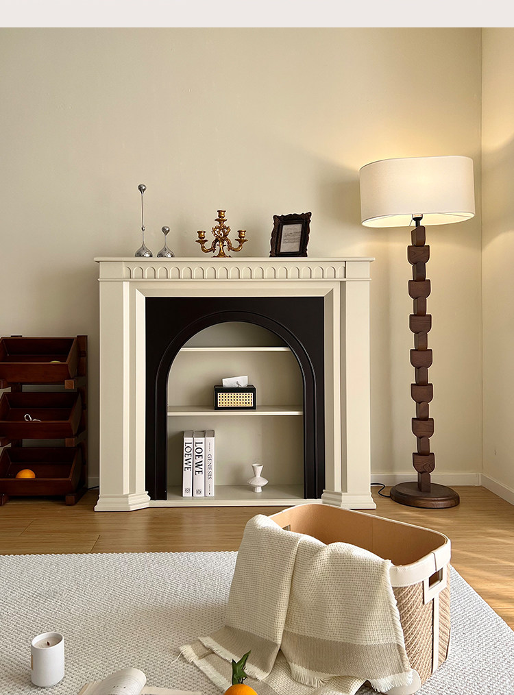 шкаф для ванной 巢趣法式奶油风实木壁炉装饰柜复古客厅壁炉边柜入户壁炉玄关柜