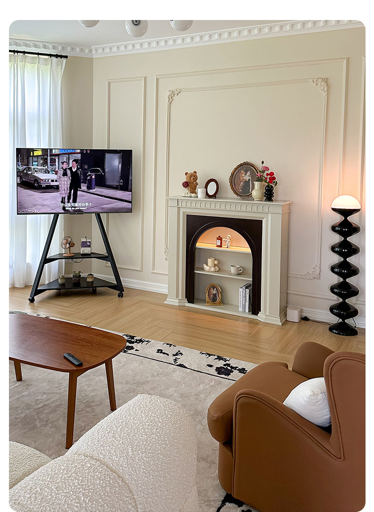 шкаф для ванной 巢趣法式奶油风实木壁炉装饰柜复古客厅壁炉边柜入户壁炉玄关柜