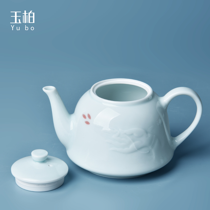 Jade cypress jingdezhen shadow blue glaze 8 sets of kung fu tea set of the sitting room to entertain the teapot tea checking gifts bergamot