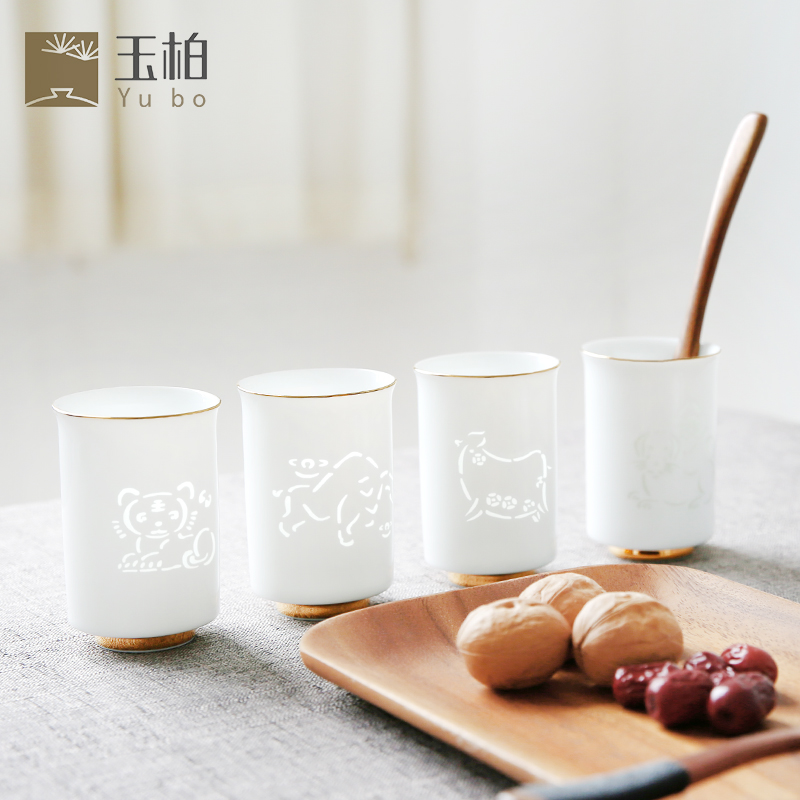 Jade cypress jingdezhen office cup of water glass and exquisite ceramic cup sample tea cup in hand, the personal zodiac kung fu tea cups