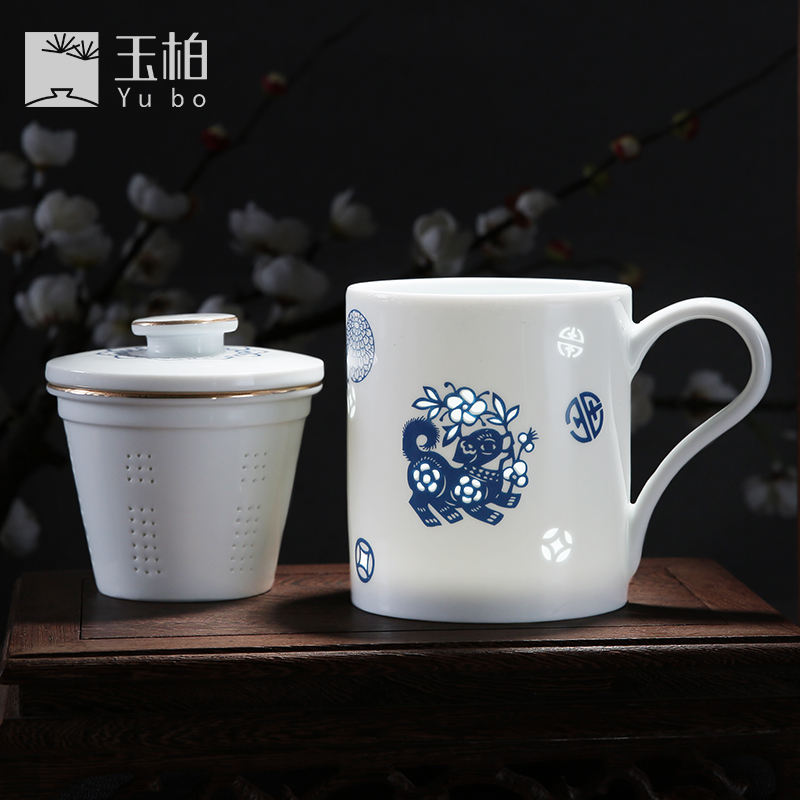 Jade jingdezhen ceramic tea set mark parker and exquisite porcelain with cover filter cup white porcelain master single CPU flourishing