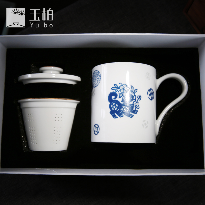 Jade jingdezhen ceramic tea set mark parker and exquisite porcelain with cover filter cup white porcelain master single CPU flourishing