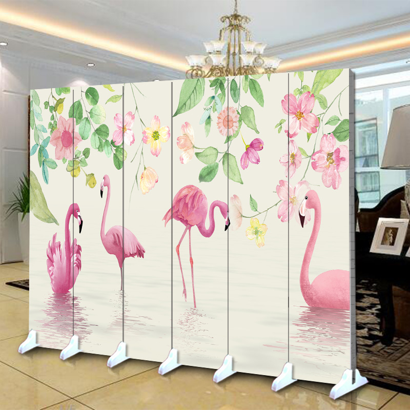 Phong cách châu Âu phòng khách phòng ngủ màn hình phân vùng đơn giản hiện đại phim hoạt hình flamingo hoa văn phòng hiên thời trang di động màn hình gấp - Màn hình / Cửa sổ bức bình phong