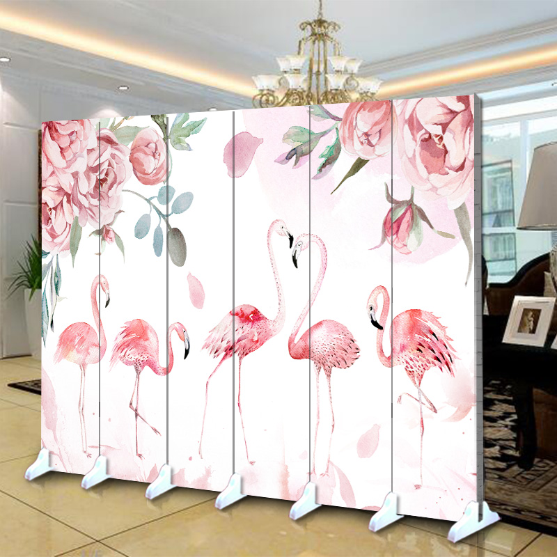 Phong cách châu Âu phòng khách phòng ngủ màn hình phân vùng đơn giản hiện đại phim hoạt hình flamingo hoa văn phòng hiên thời trang di động màn hình gấp - Màn hình / Cửa sổ bức bình phong