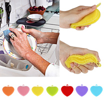 Kitchen food grade silicone multi-purpose cleaning brush love dishwashing brush food cleaning can be used repeatedly pot brush hot sale