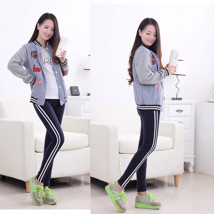 Mùa thu và mùa đông cotton cộng với nhung dày bên chín quần legging trắng phụ nữ mặc quần thể thao cỡ lớn và quần dài giải trí cho học sinh quần ngố nữ cao cấp