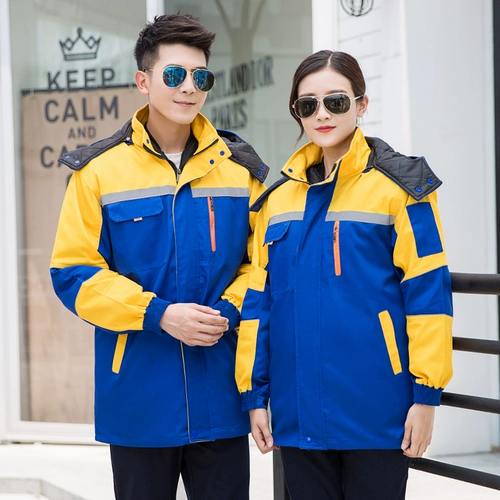 Зимняя светоотражающая куртка для работы, съемный пуховик, увеличенная толщина, длина миди