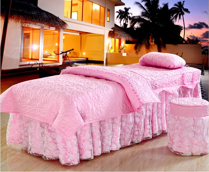 Đặc biệt có thể được tùy chỉnh vẻ đẹp bedspread denim bedspread Body Massage Beauty giường một gia đình bốn cửa hàng nhà máy - Trang bị tấm