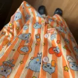 Мультяшный лонгслив, осенняя пижама, кардиган с круглым воротником, штаны, комплект, большой размер