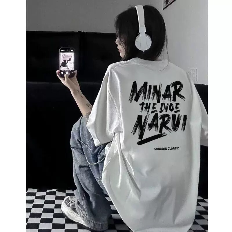 Junior High School Students' Pure Cotton White Short-Sleeved T-Shirt for Girls, 2026 New Style, Loose-Fitting Half-Sleeved Top for High School Students