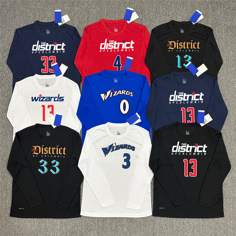 Wizards Kuzma Basketball Long-Sleeve Jersey, Westbrook Basketball Uniform, Beal Shooting Training Outfit, Quick-Dry