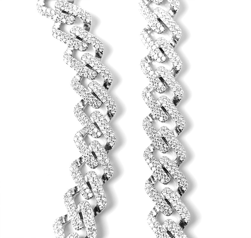 ice out cuban chain full diamond Cuban bracelet hip-hop male and female necklace collarbone chain