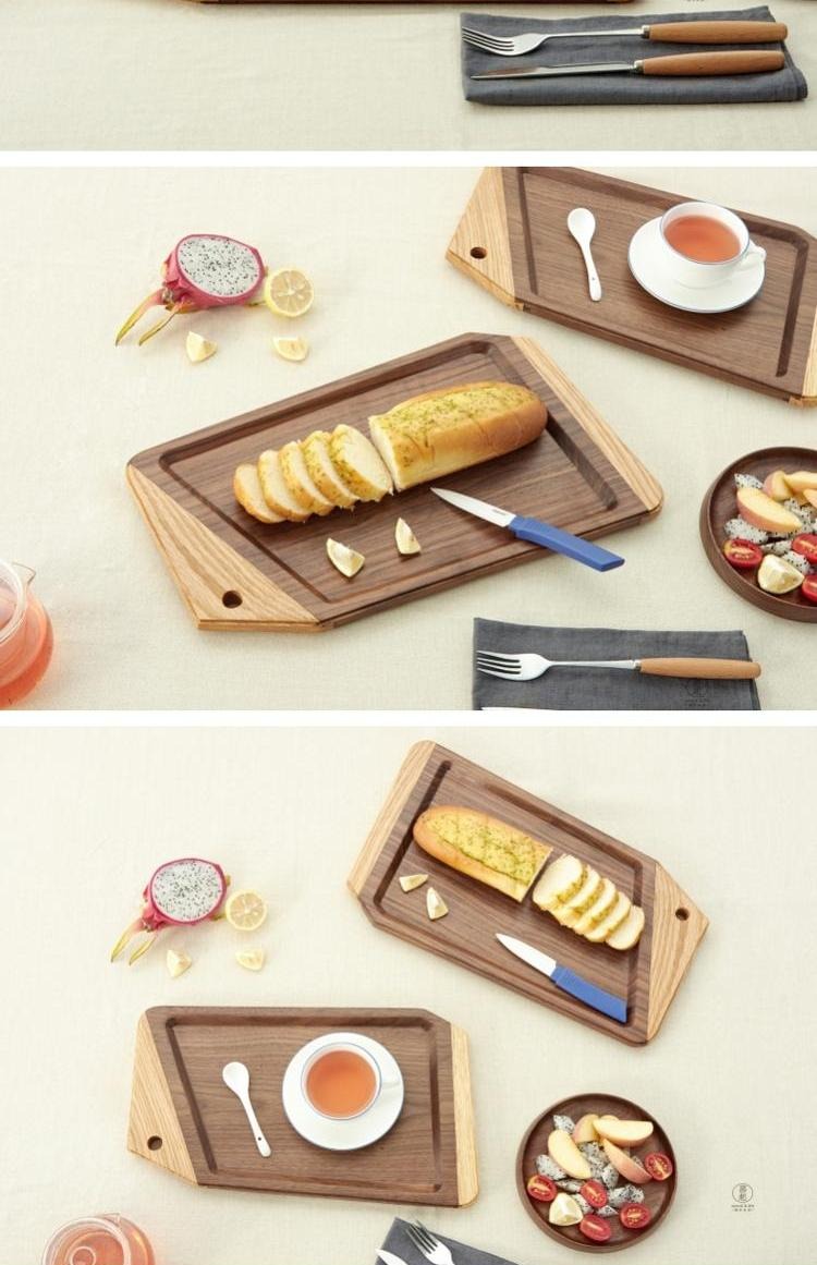 Hi gỗ óc chó khay gỗ hình chữ nhật khay gỗ bữa ăn sáng khay bít tết khay cà phê cốc - Tấm khay đựng ấm chén bằng gỗ đẹp