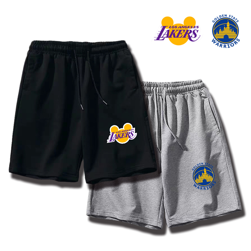 Lakers Warriors Disney Mickey Mouse Ins Hong Kong Style Pure Cotton Large Size Five-Point Shorts Loose Breathable Fashion Shorts