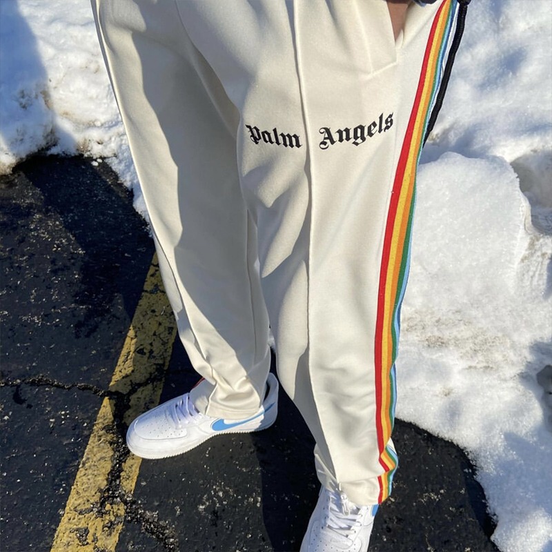 Palm Palm Angel Rainbow Pants Fog High Street Loose Side Colorful Stripe Webbing Angels Sweatpants