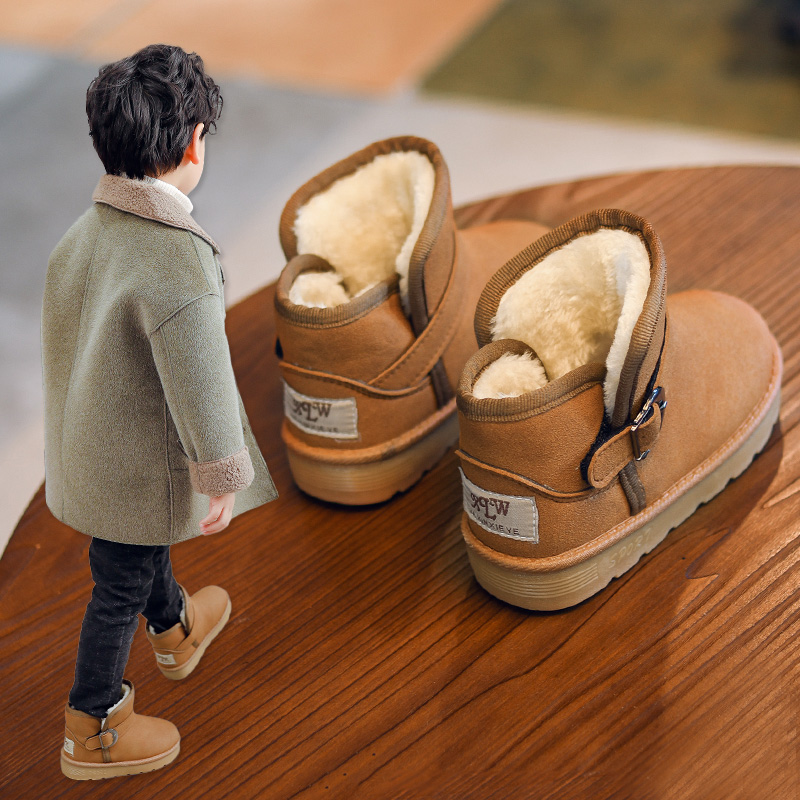 儿童雪地靴2018新款冬季男童宝宝棉靴女童短