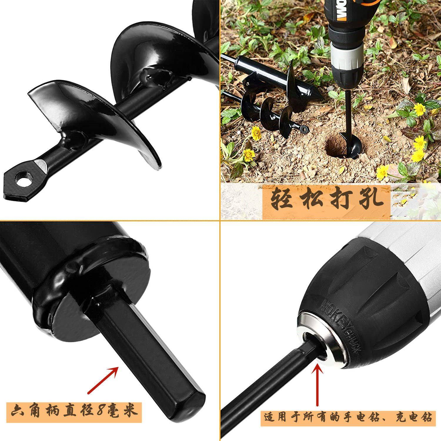 种树钻土挖坑神器:电动地钻打孔机,农用种菜苗翻土松土打洞工具钻头,轻松搞定园艺难题!-地钻-淘宝百科网