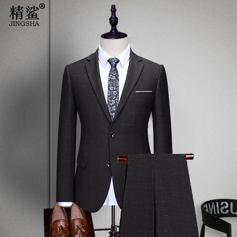 Suit phù hợp với nam giới kinh doanh chính thức chiếc váy mùa hè váy phù dâu chú rể váy cưới kẻ sọc thường phù hợp với ba mảnh bộ