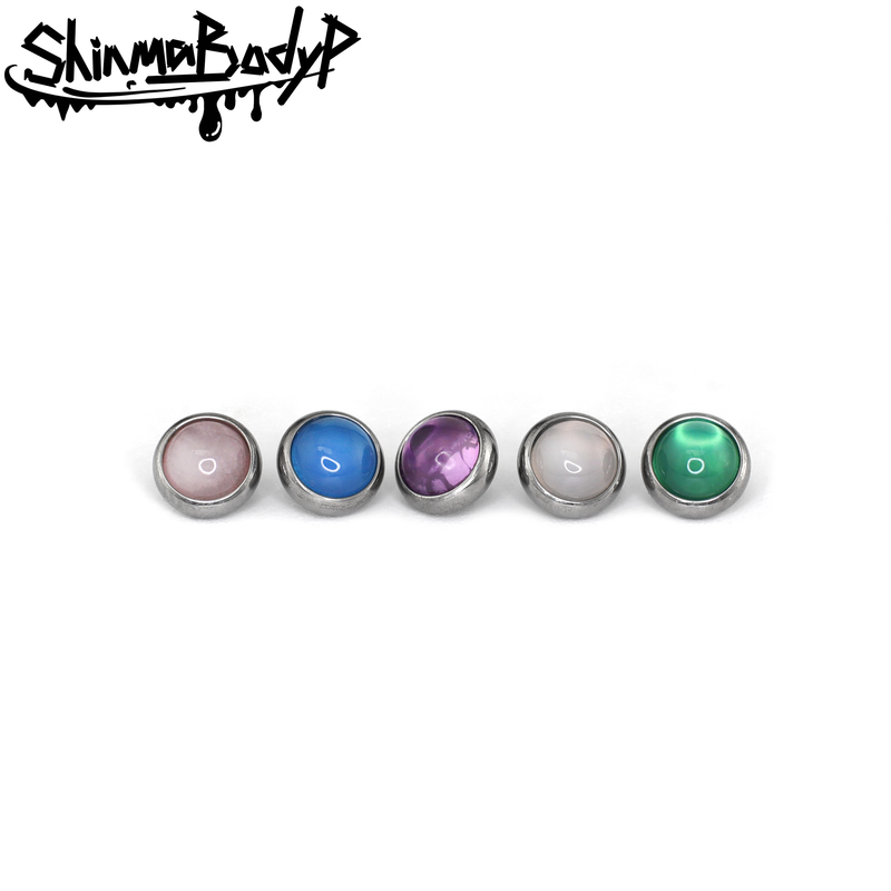 Shinma F-136 Titanium Alloy Opal Amethyst Agate Vintage Round Bottom Luxury Lip Studs Earrings Ear Cartilage Studs