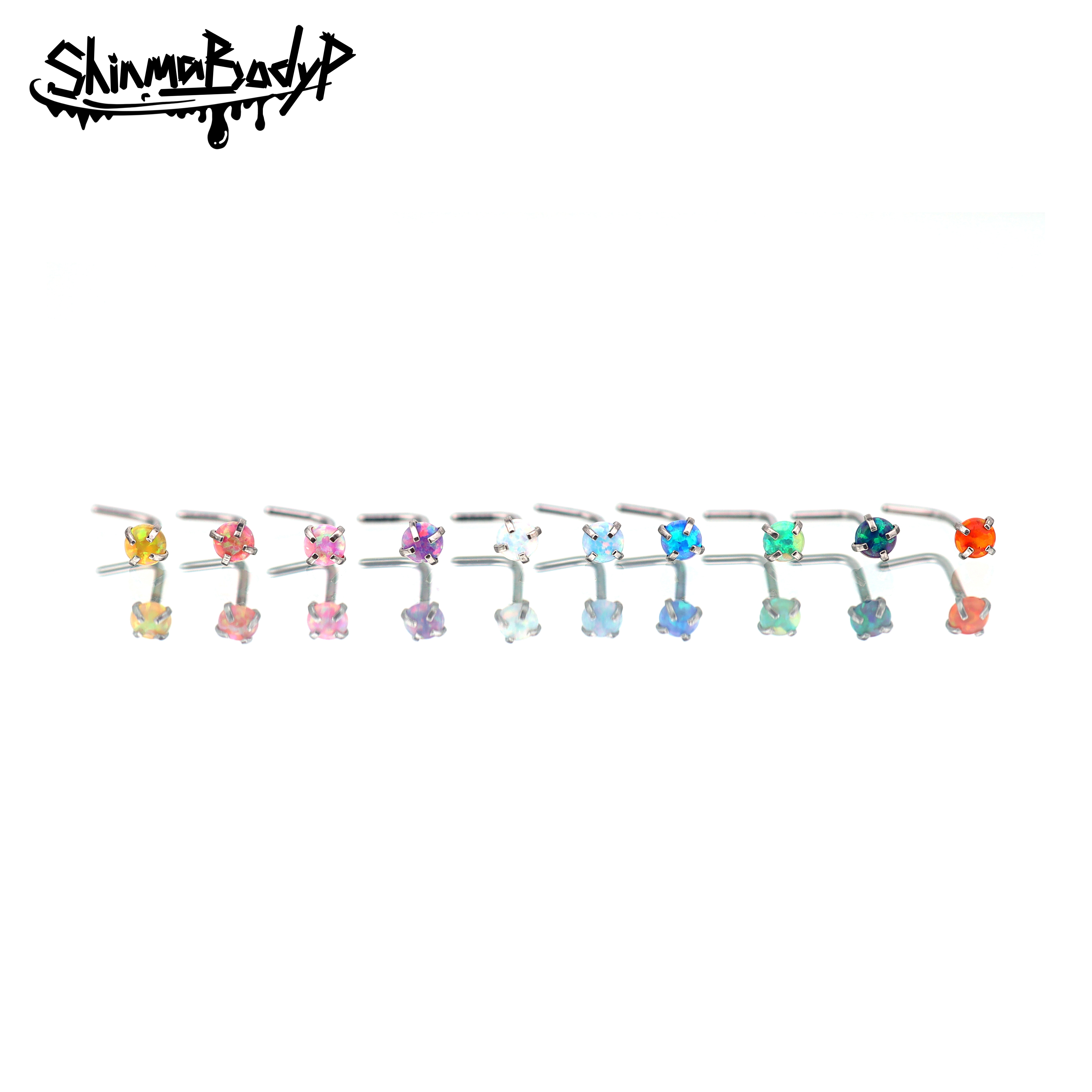 Shinma Titanium Steel Oubero L type anti-nasal nail nose nose claw inlaid with European American trend piercing jewelry