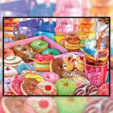 Пончик, новый продукт, вышивка крестиком, 2025, новая нить для вышивания, гостиная, ресторан, кофе, десерт, маленькие кусочки, высококачественная ручная вышивка