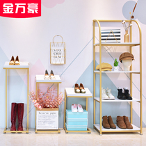 Golden Marriott Clothing Shop Window Show Rack Shoes Store Shoe Rack Womens Clothing Store Bag Rack Ornament Shelf Multilayer Shelve