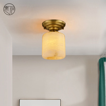 Modern Chinese style aisle corridor lamp All copper natural jade entrance ceiling lamp Luxury all copper marble balcony lamp