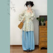 Hua Xiangzhi Tang Dynasty Tencel Round Neck Robe Hanfu Suit