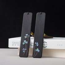 Classical red wooden bookmarks Chinese style creative Ebony wooden metal brass inlaid personality tassel bookmark set business gift custom logo lettering