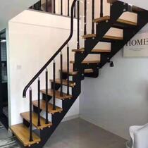 Baiyao factory direct duplex steel wood indoor stairs custom double beam attic solid wood PVC guardrail handrail