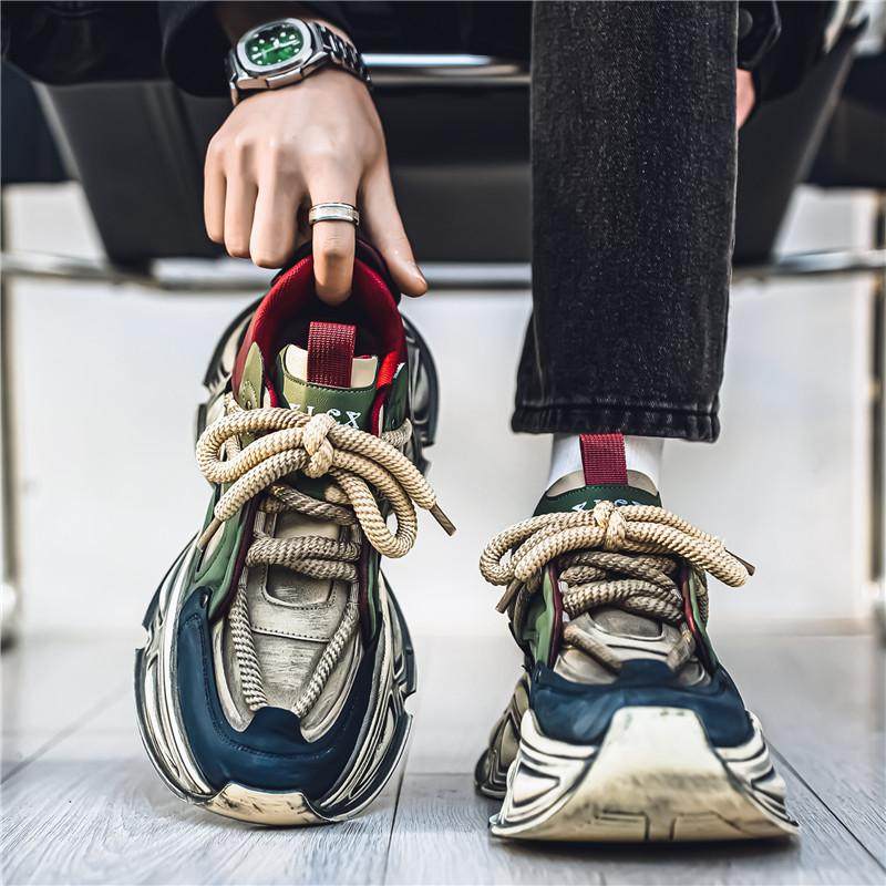 Puda Brand Men's Shoes 2026 New Winter Hong Kong Trendy Thick-Soled Dirty Casual Youth Sports Dad Shoes