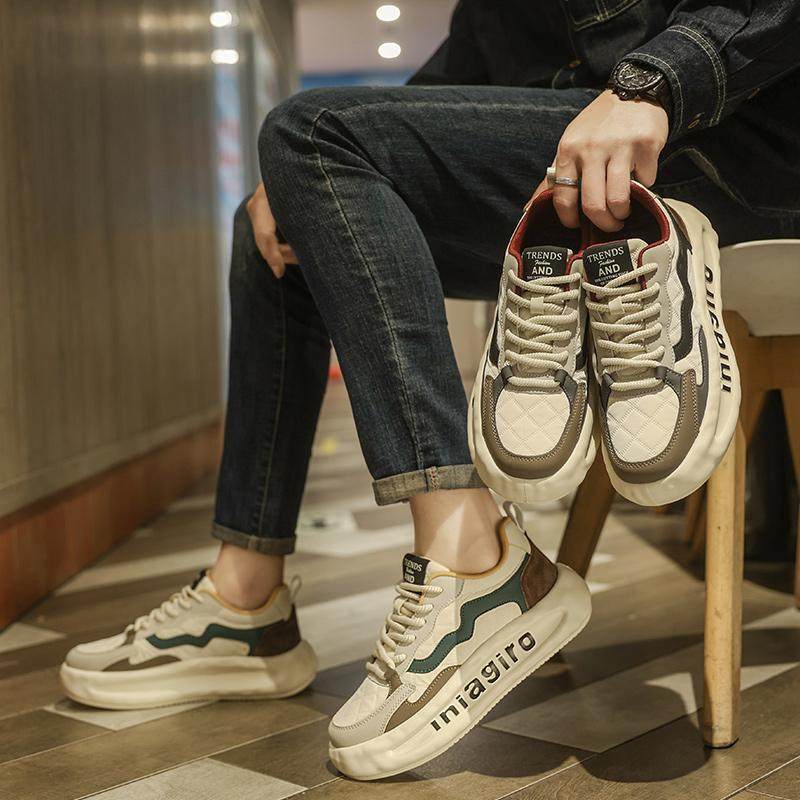 Men's Shoes 2026 New Winter Trendy Brand High-End Light Luxury Thick-Soled Genuine Leather Casual Sneakers Men's Sports Shoes