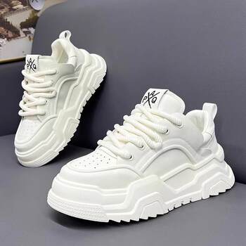 European Men's Shoes 2026 New Spring Height-Increasing Thick-Soled White Sneakers Men's Loafers Casual Sports Trendy Shoes