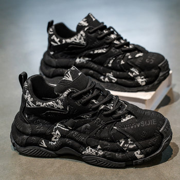 European Men's Shoes 2026 New Winter Thick-Soled Hong Kong Trendy Brand Versatile Youth Sports Closed-Toe Dad Sneakers