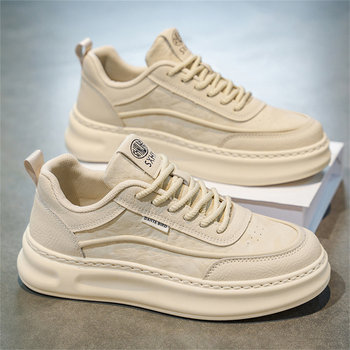 Men's Casual Sneakers 2026 New Winter Trendy Versatile Thick-Soled Height-Increasing Leather Sports Shoes