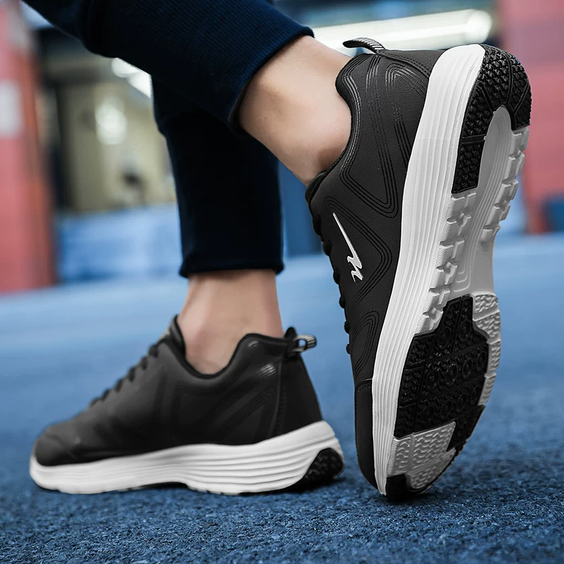 Double Star Shoes Мужские спортивные туфли Подлинно черные Новые мужские ботинки для весны и осени, кожаные водостойские повседневные туфли