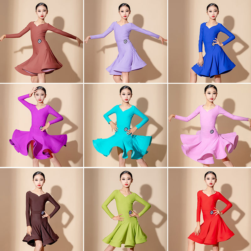 Van Tie 2023 less Children Latin Dance Provisions Competition Dance Costume Girls Professional New International Standard Racing Dress-Taobao