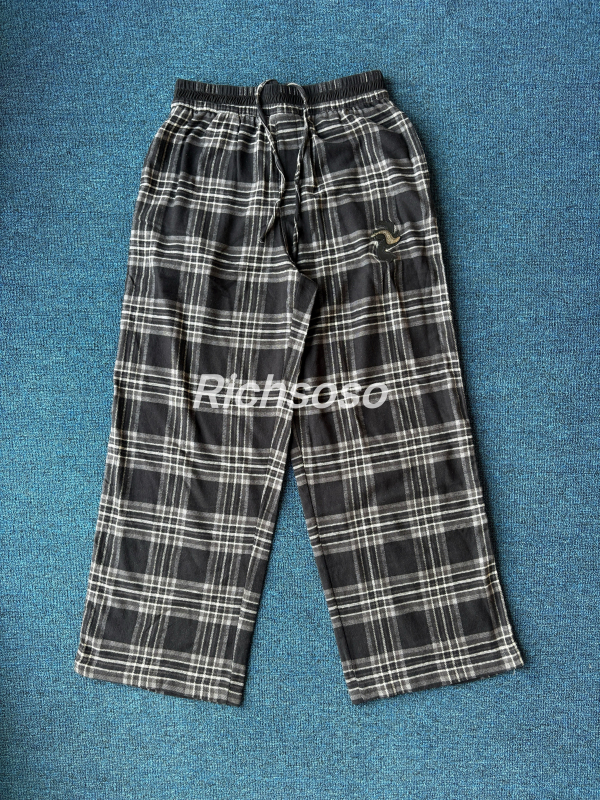 【Unfolded Yet】New Black and Gray Flannel Plaid Straight-Leg Loose Trousers Wide-Leg Pants Unisex 【Unfolded Yet】New Black and Gray Flannel Plaid Straight-Leg Loose Trousers Wide-Leg Pants Unisex