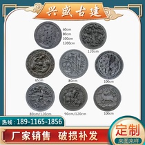Antique brick carving Chinese relief circular blessing character screen wall lighting interior decoration cement pendant villa installation project