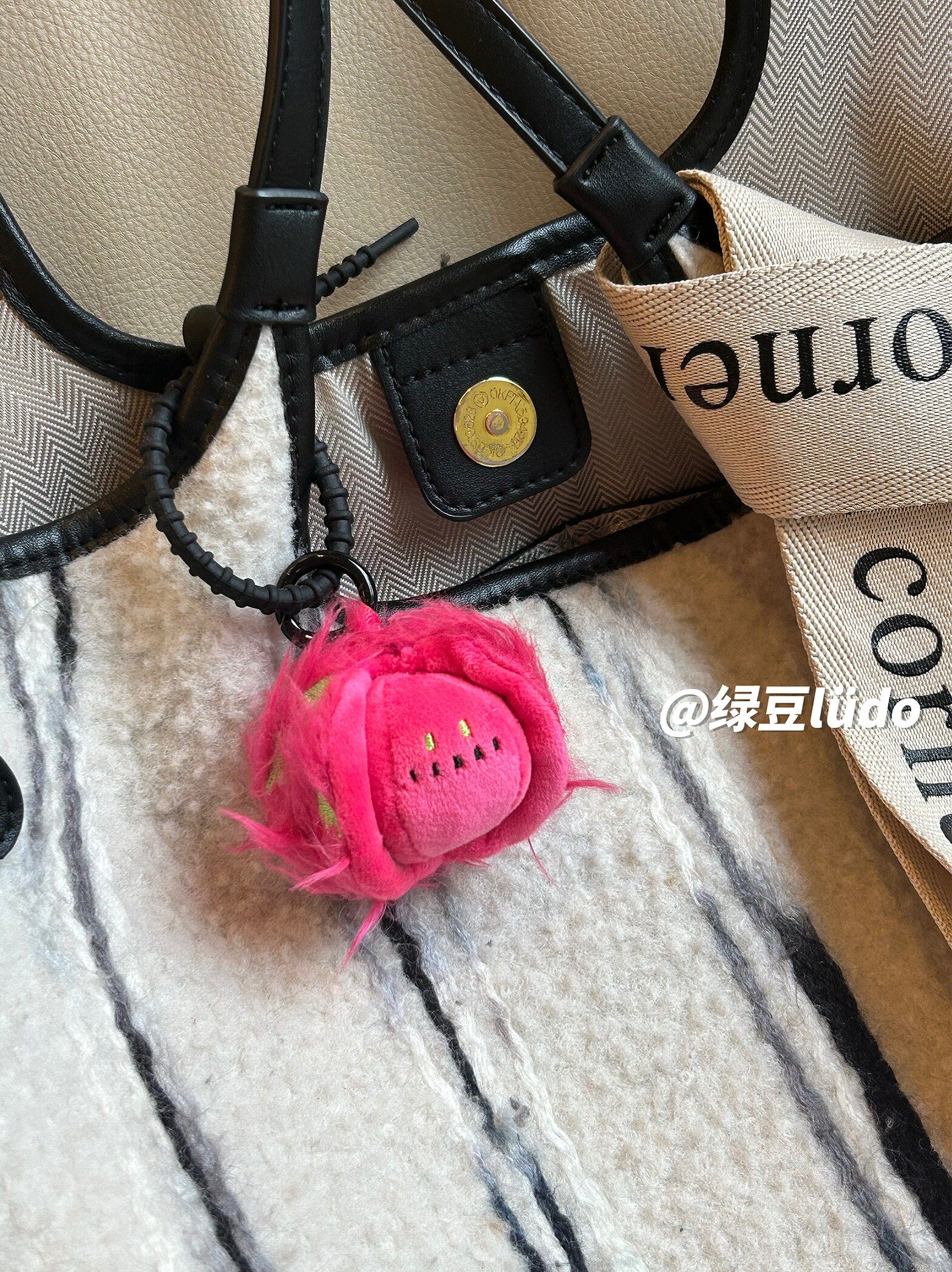 LUDO Bald Fruits White Dragon Fruit Plush Keychain detail image