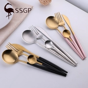 SSGP net red Châu Âu vẽ bít tết dao và muỗng nĩa đặt 304 thép không gỉ Tây bộ đồ ăn gia đình hai hoặc ba bộ